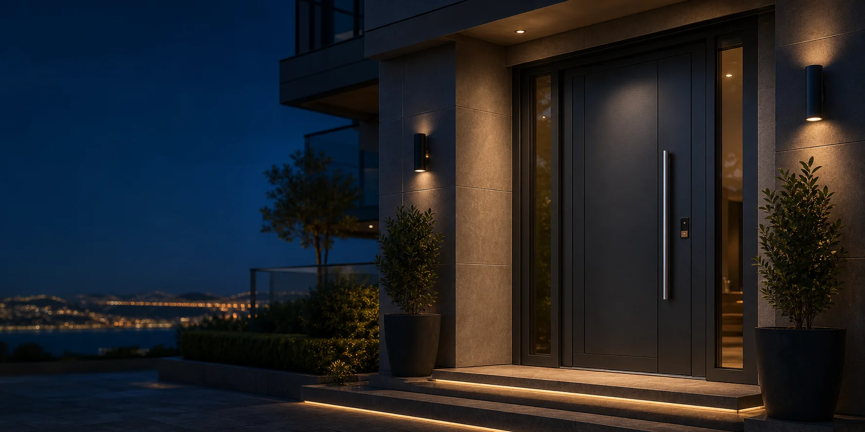 Grafit renkli modern çelik giriş kapısı